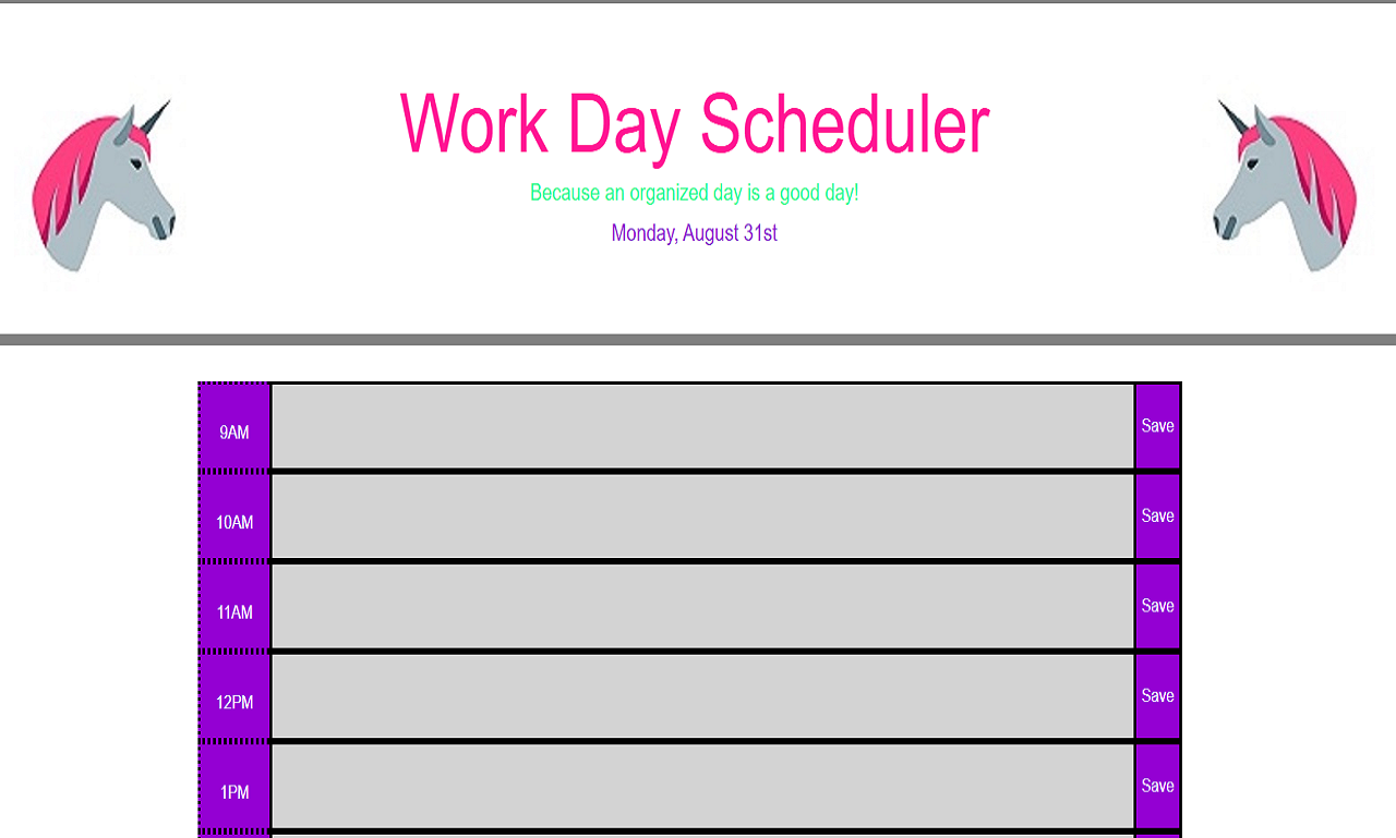 Work Day Scheduler website