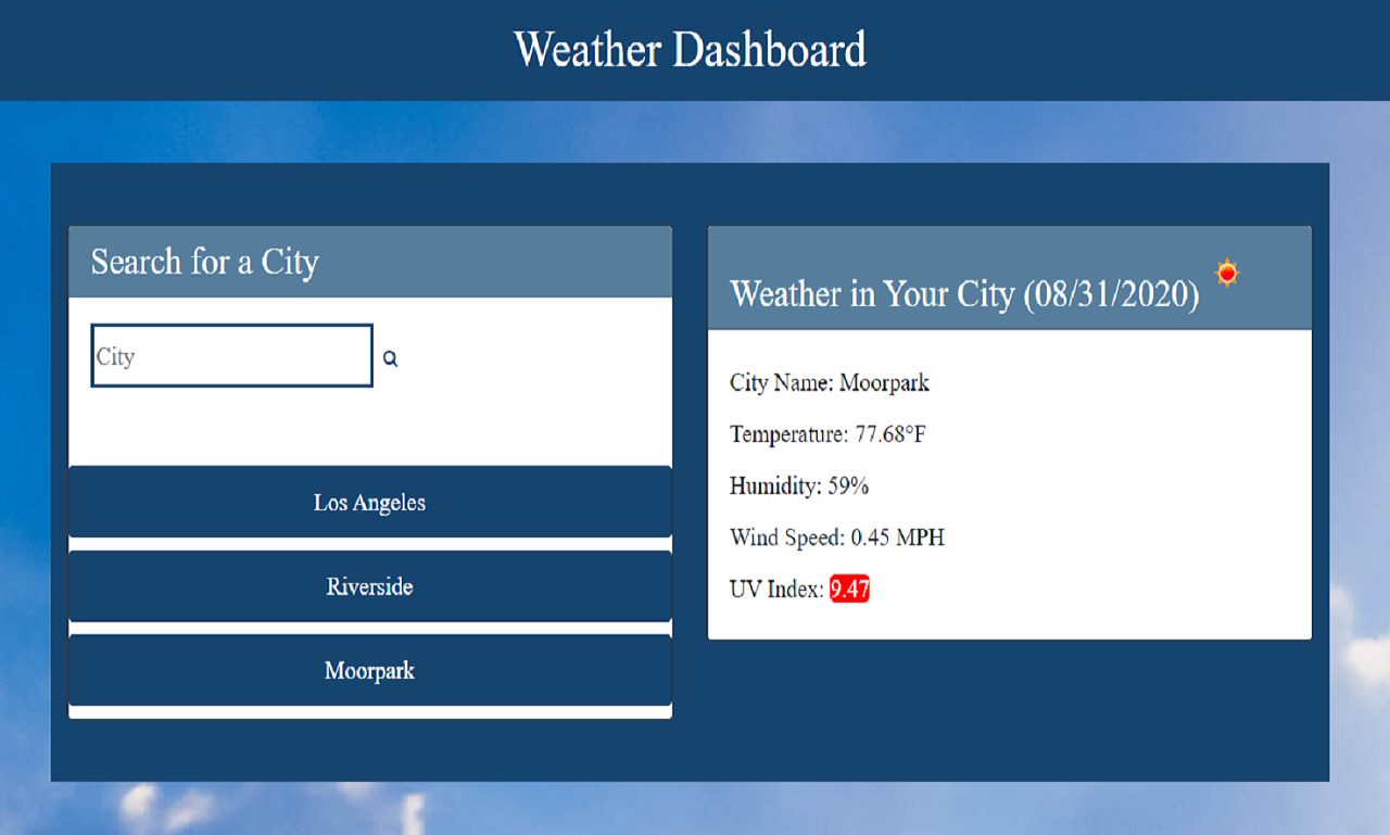 Weather Dashboard website